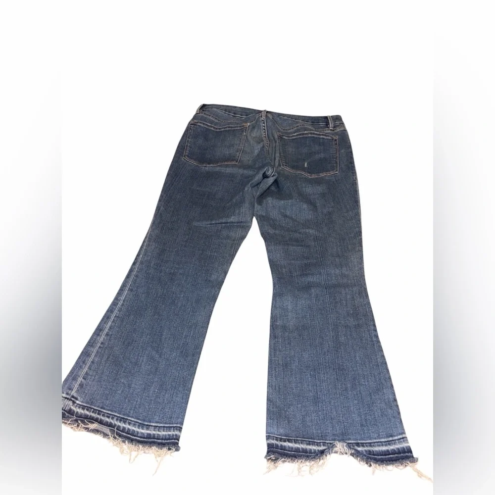 FRAME Le Crop Mini Boot Jeans Size 30 Blue Distressed Cropped Flare 26” - Picture 3 of 5
